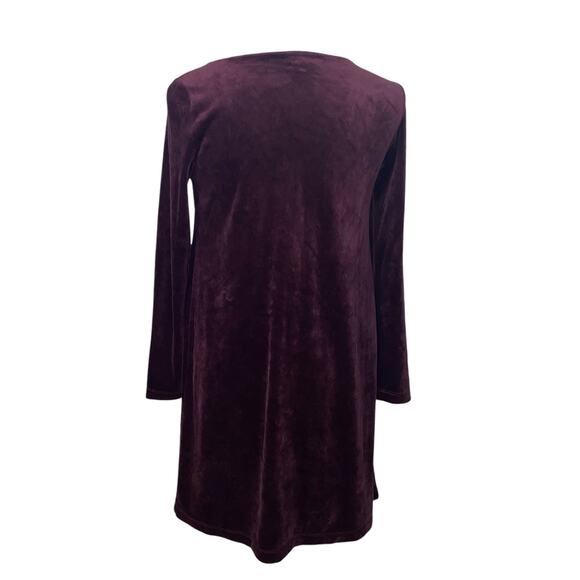 J. Jill Pure Jill Burgundy Velour Long Sleeve A-Line Shift Mini Dress Size XS - Picture 4 of 15